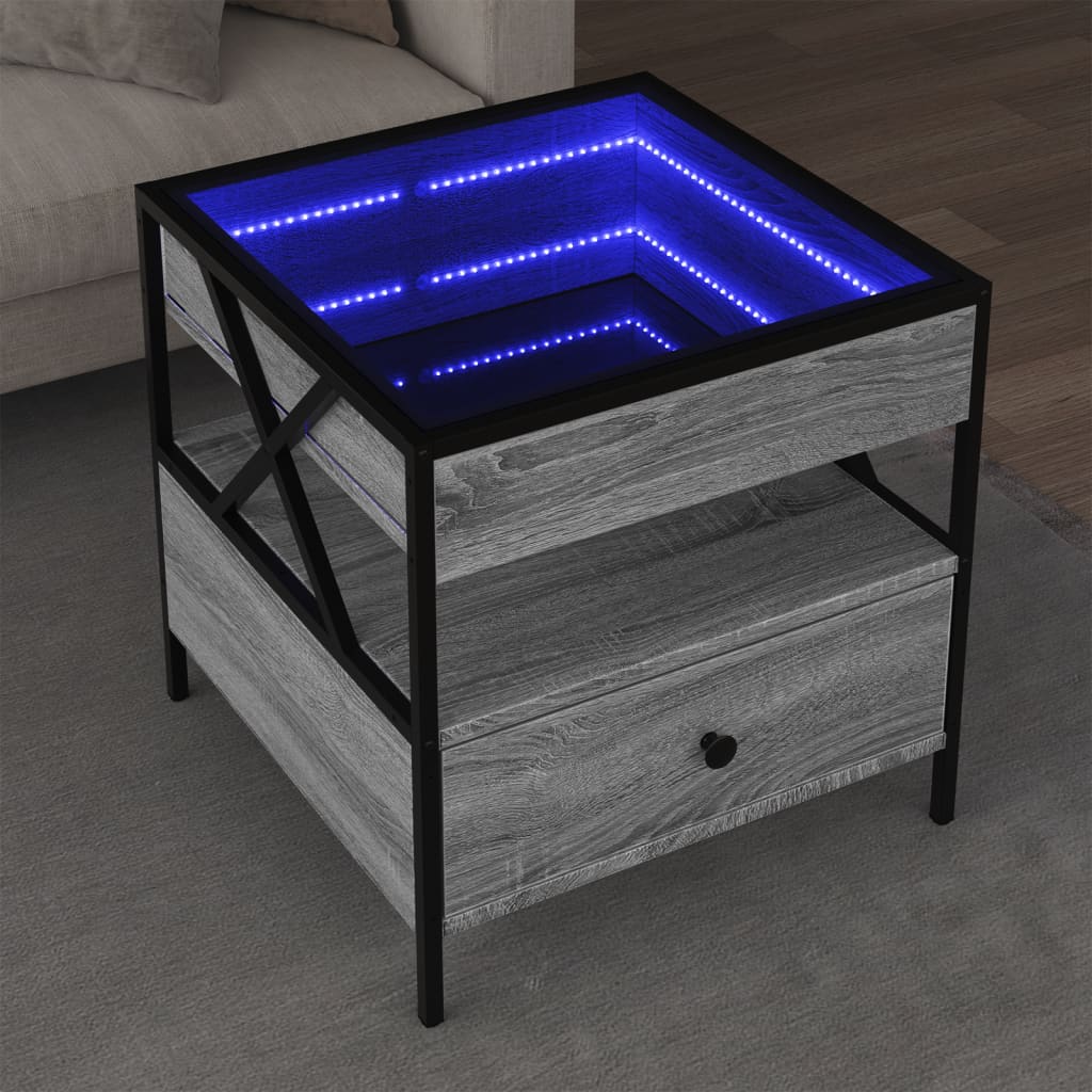 Couchtisch mit Infinity-LED Grau Sonoma 50x50x51 cm