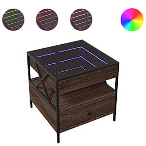 vidaXL kohvilaud LED-tuledega, pruun tamm, 50x50x51 cm