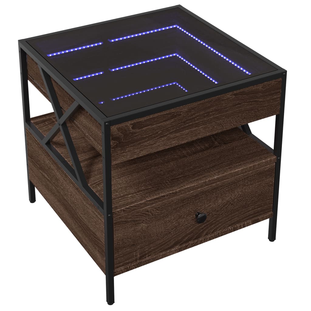 Thumbnail - vidaXL Couchtisch mit Infinity-LED Braun Eichen-Optik 50x50x51 cm
