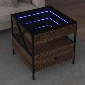 Konferenční stolek s Infinity LED hnědý dub 50 x 50 x 51 cm - obrázek 1