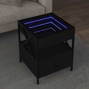 Noční stolek s Infinity LED černý 40 x 40 x 51 cm - obrázek 1