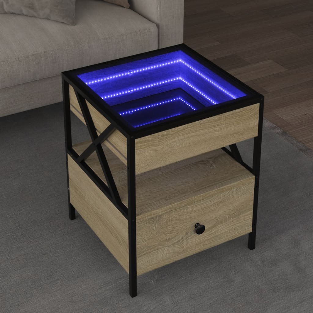 vidaXL Couchtisch mit Infinity-LED Sonoma-Eiche 40x40x51 cm