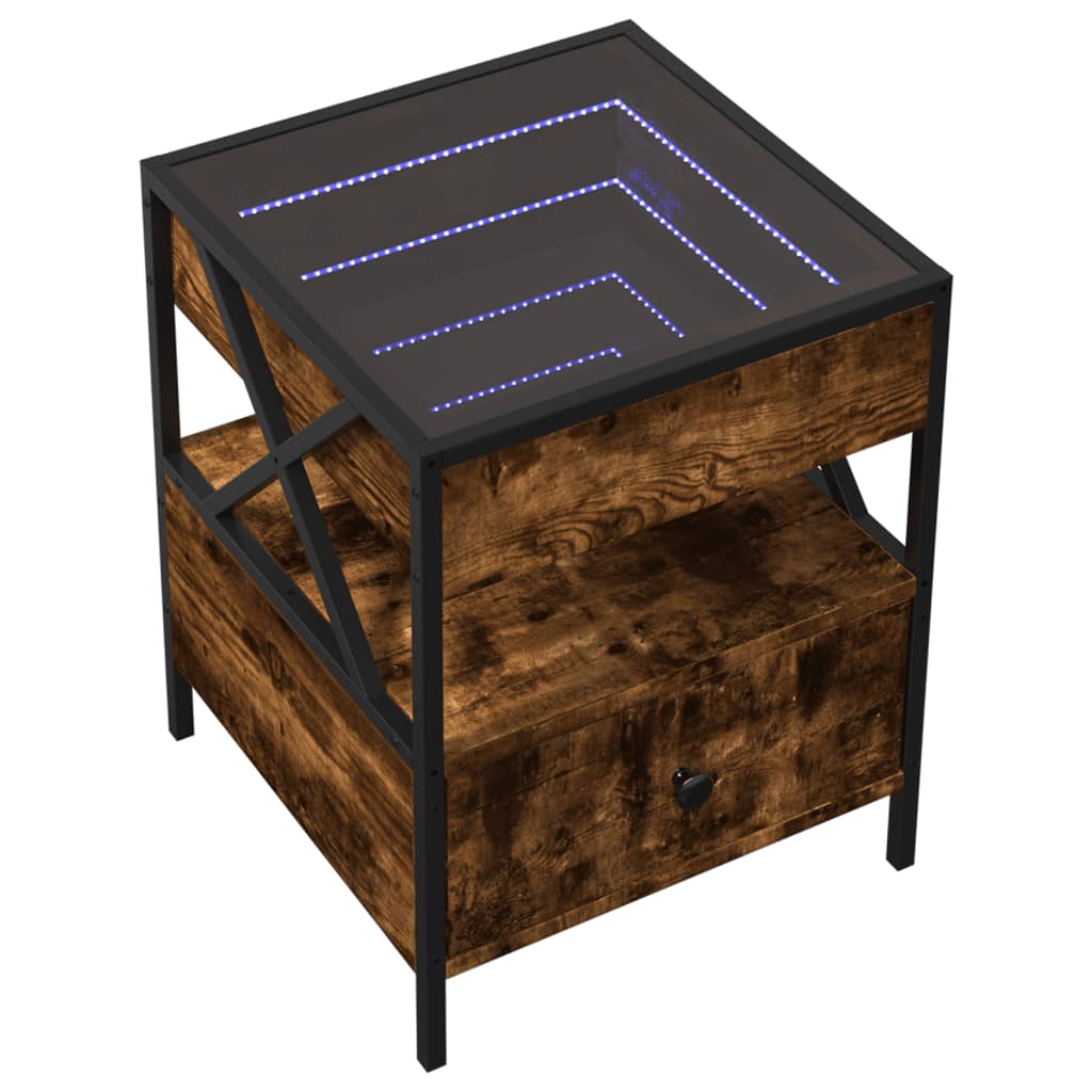 vidaXL Salontafel met Infinity LED 40x40x51 cm gerookt eikenkleurig afbeelding