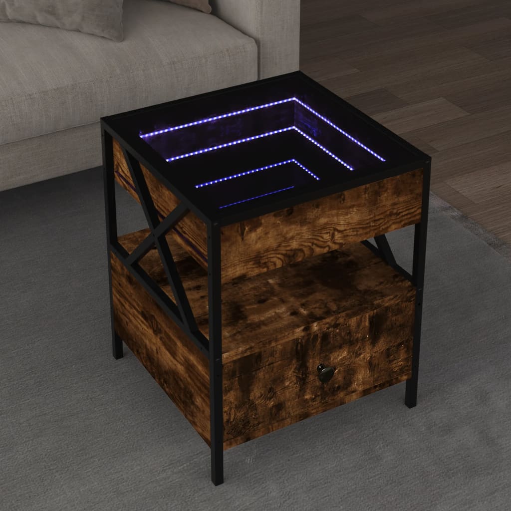 vidaXL Couchtisch mit Infinity-LED Räuchereiche 40x40x51 cm