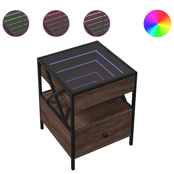 vidaXL kohvilaud LED-tuledega, pruun tamm, 40 x 40 x 51 cm