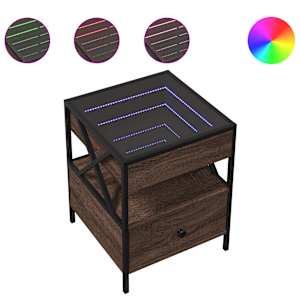 Noční stolek s Infinity LED hnědý dub 40 x 40 x 51 cm - obrázek 2