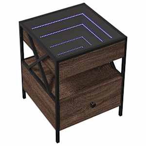 Noční stolek s Infinity LED hnědý dub 40 x 40 x 51 cm - obrázek 3