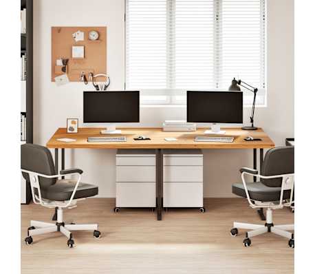 vidaXL Dessus de bureau marron clair bois ch&ecirc;ne massif rectangulaire