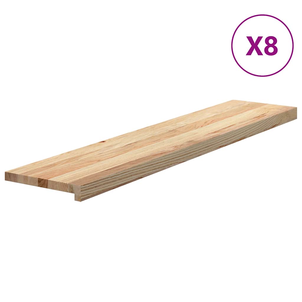 vidaXL Nášlapy na schody 8 ks neošetřené 120x25x2 cm masivní dub