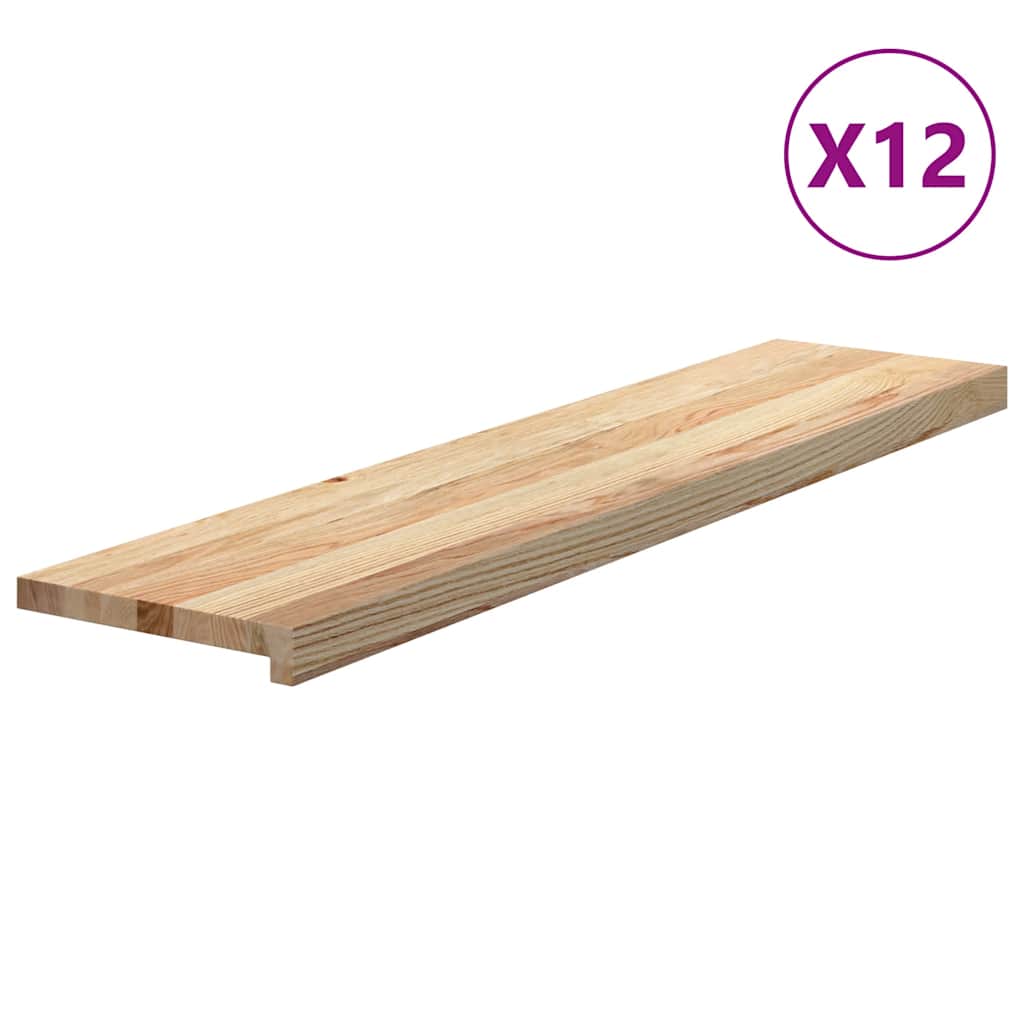 vidaXL Nášlapy na schody 12 ks neošetřené 110x25x2 cm masivní dub