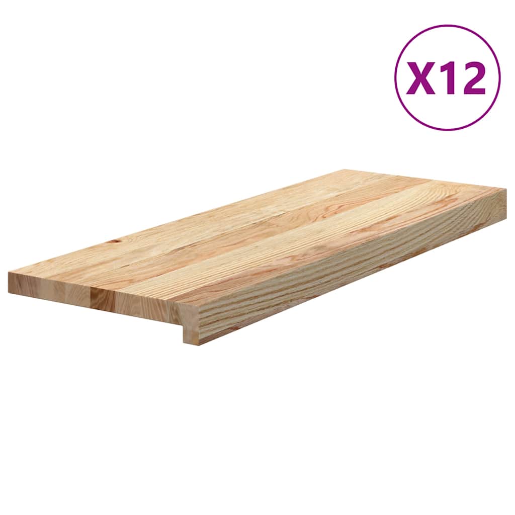 vidaXL Nášlapy na schody 12 ks neošetřené 70x30x2 cm masivní dub