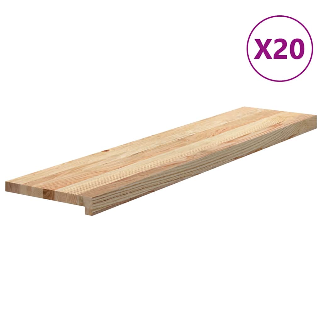 vidaXL Nášlapy na schody 20 ks neošetřené 110x25x2 cm masivní dub