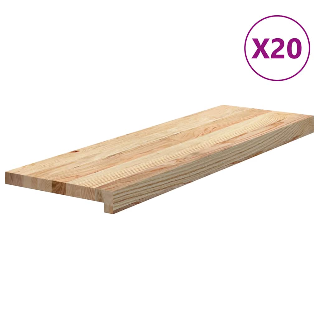 vidaXL Nášlapy na schody 20 ks neošetřené 80x30x2 cm masivní dub