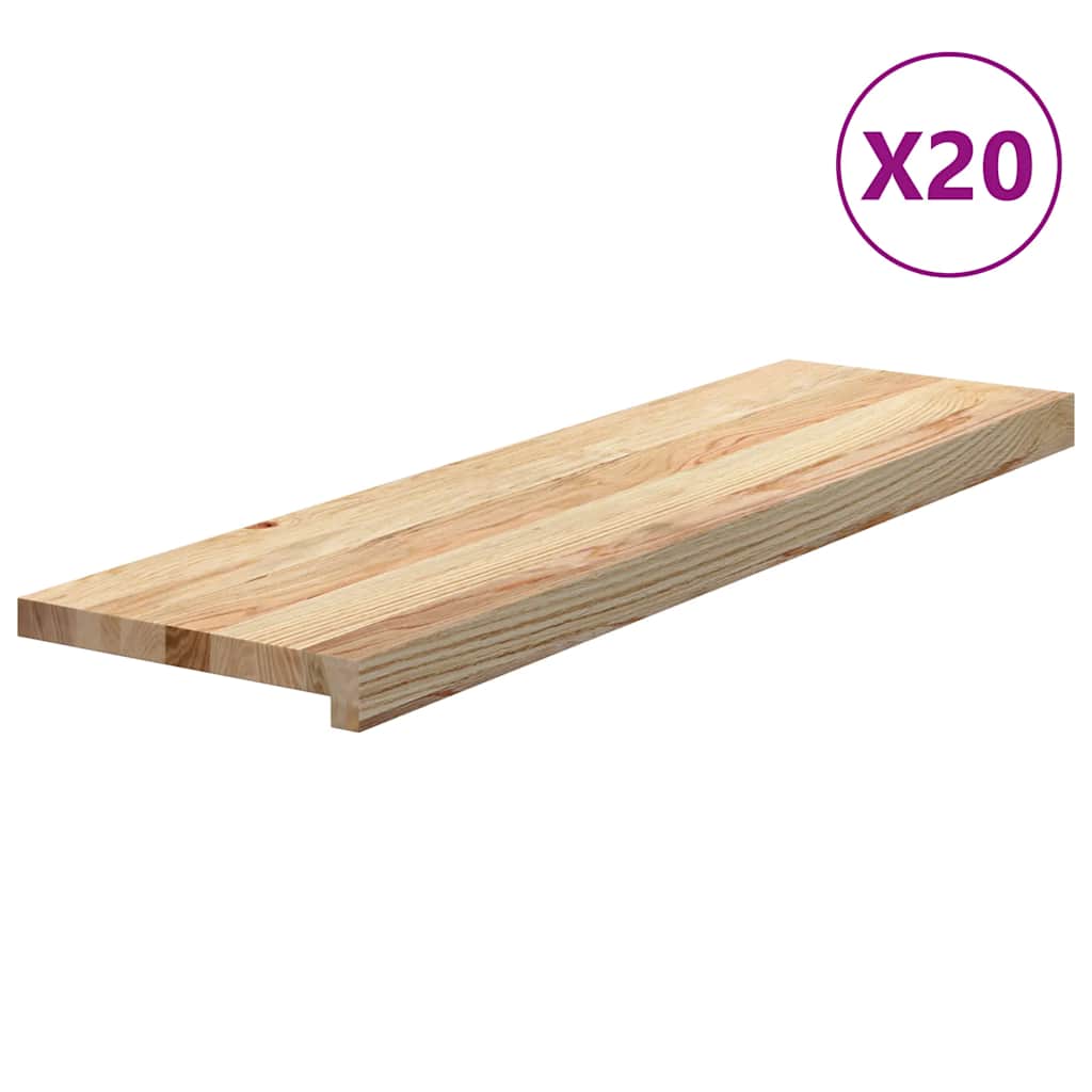 vidaXL Nášlapy na schody 20 ks neošetřené 90x30x2 cm masivní dub