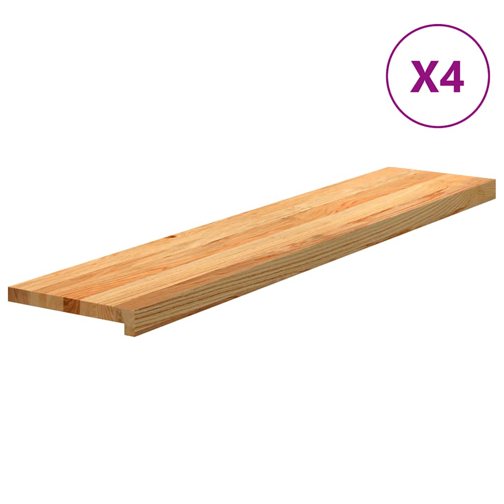 vidaXL Nášlapy na schody 4 ks světle hnědé 120x30x2 cm masivní dub