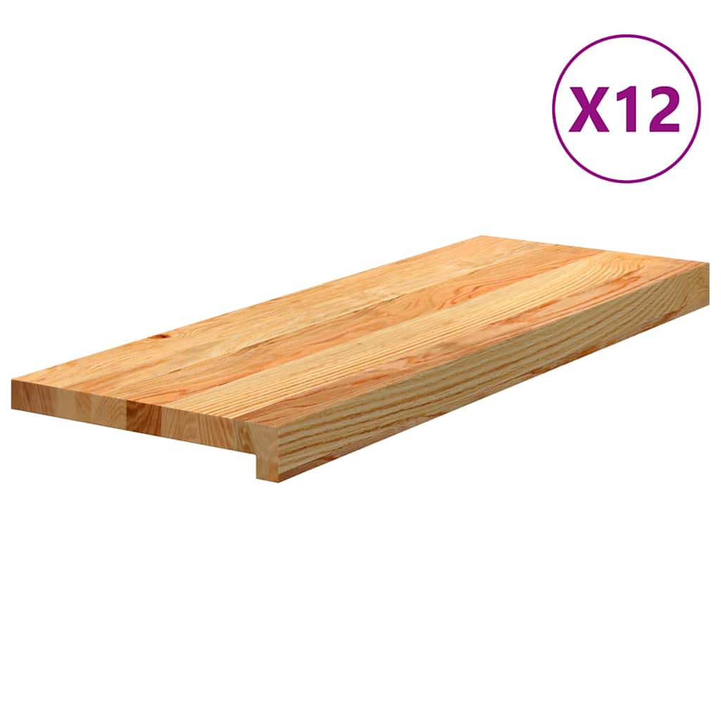 vidaXL Nášlapy na schody 12 ks světle hnědé 70x25x2 cm masivní dub