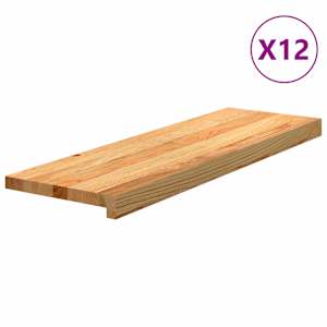 Podloge za stopnice 12 kosov rjave 80x25x2 cm trdna hrastovina