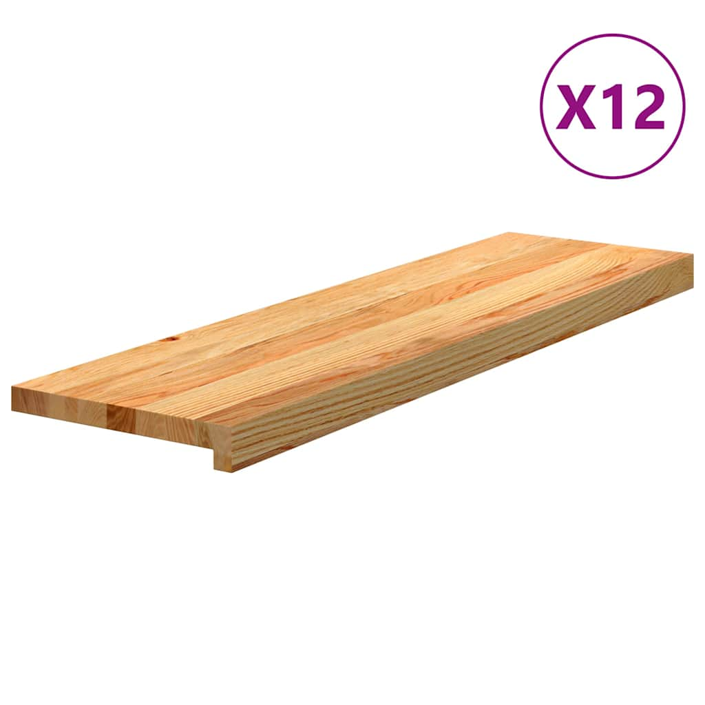 vidaXL Treppenstufen 12 Stk. Hellbraun 90x25x2 cm Massivholz Eiche