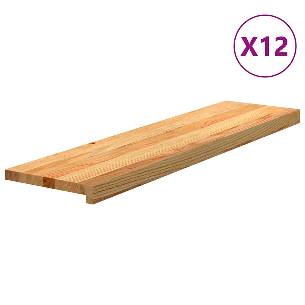 vidaXL Nášlapy na schody 12 ks světle hnědé 100x25x2 cm masivní dub