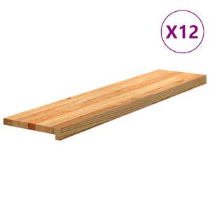 Podloge za stopnice 12 kosov rjave 110x25x2 cm trdna hrastovina