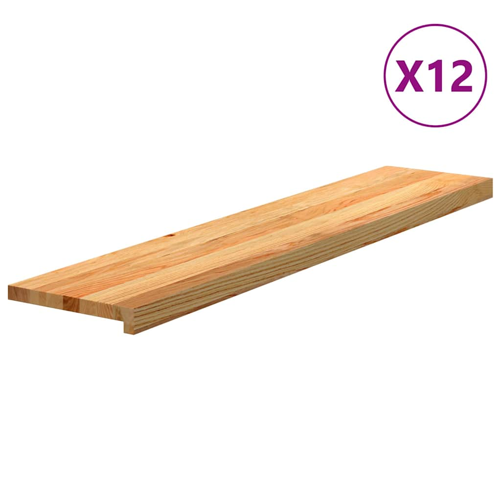 vidaXL Treppenstufen 12 Stk. Hellbraun 120x25x2 cm Massivholz Eiche