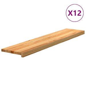 Podloge za stopnice 12 kosov rjave 120x30x2 cm trdna hrastovina