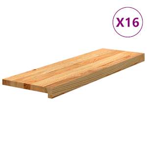 Podloge za stopnice 16 kosov rjave 80x30x2 cm trdna hrastovina
