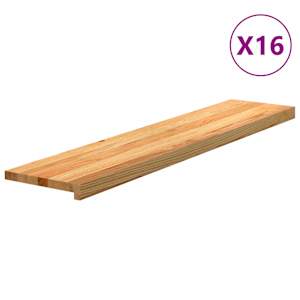 Podloge za stopnice 16 kosov rjave 120x30x2 cm trdna hrastovina