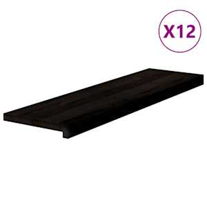 Nášlapy na schody 12 ks hnědo-černé 90x25x2 cm masivní dub - obrázek 2
