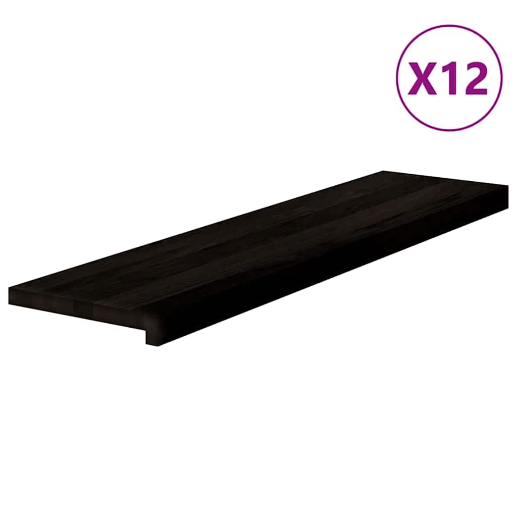 vidaXL Nášlapy na schody 12 ks hnědo-černé 100x25x2 cm masivní dub