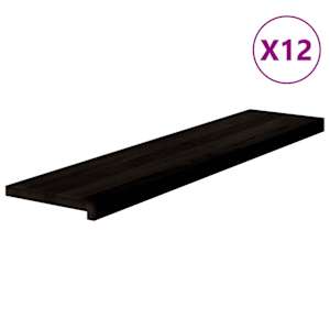 Nášlapy na schody 12 ks hnědo-černé 110x25x2 cm masivní dub - obrázek 2