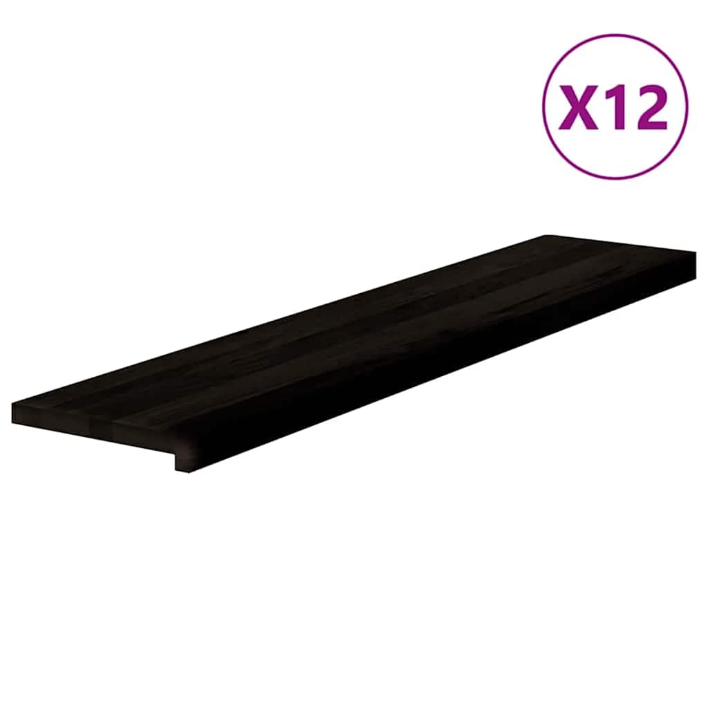 vidaXL Nášlapy na schody 12 ks hnědo-černé 120x25x2 cm masivní dub