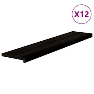 Nášlapy na schody 12 ks hnědo-černé 120x25x2 cm masivní dub - obrázek 2