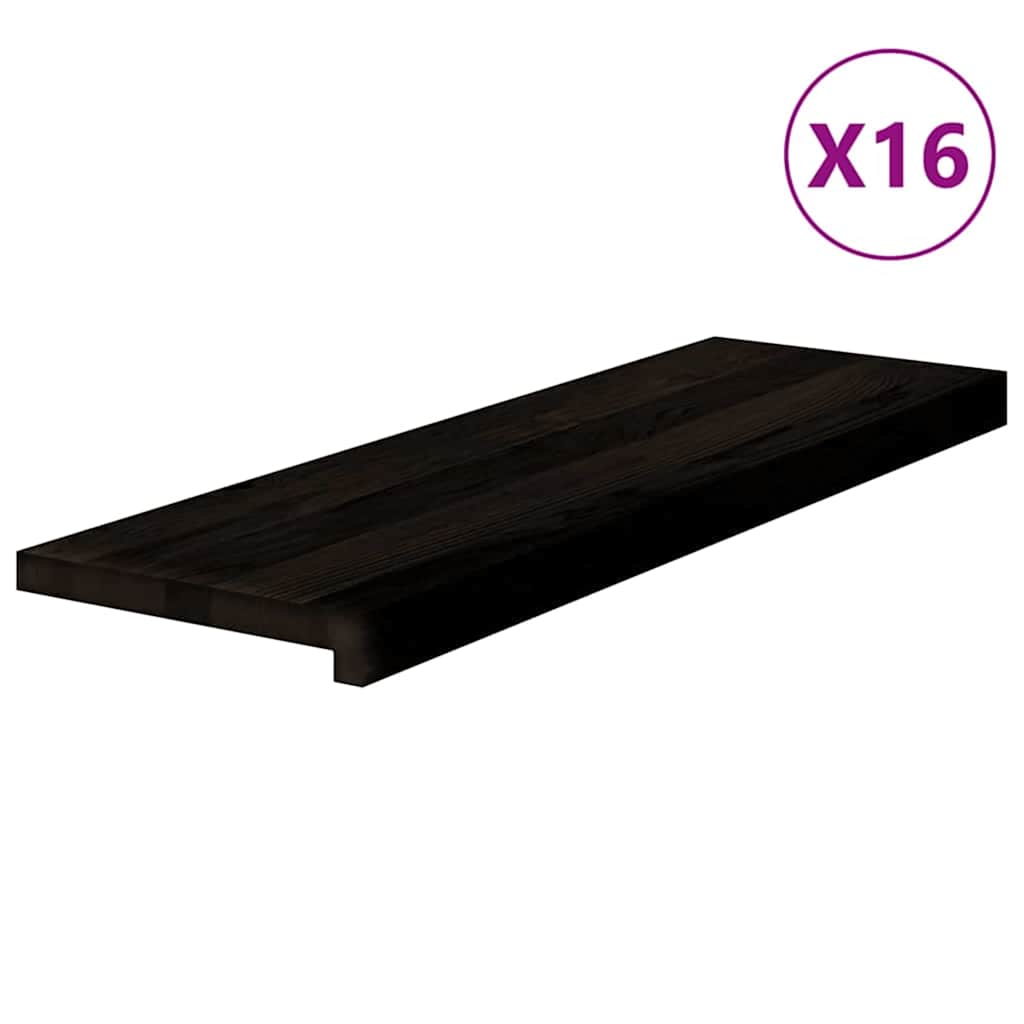 vidaXL Nášlapy na schody 16 ks hnědo-černé 80x30x2 cm masivní dub
