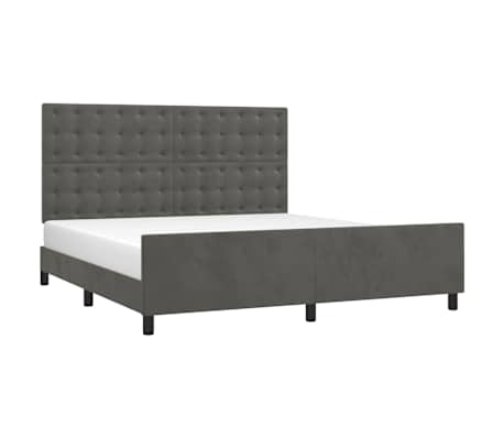 vidaXL Bed Frame without Mattress Dark Grey 152x203 cm Queen Velvet