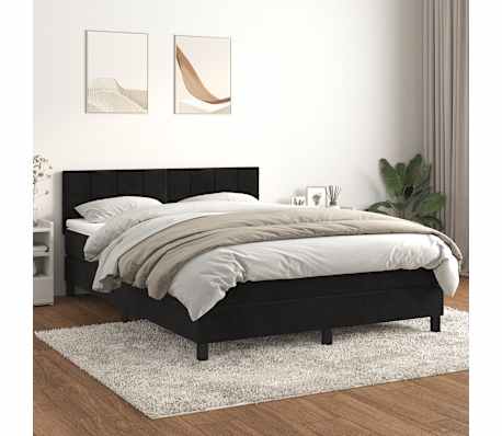 vidaXL Box Spring Bed with Mattress Black 153x203 cm Queen Size Velvet