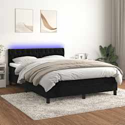vidaXL Box Spring Bed with Mattress&LED Black 152x203 cm Queen Velvet