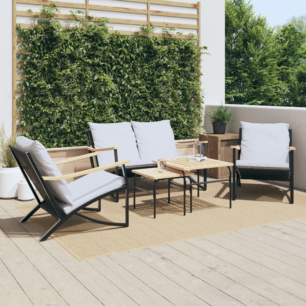 vidaXL Set mobilier de balcon, 5 piese, cu perne, negru, oțel