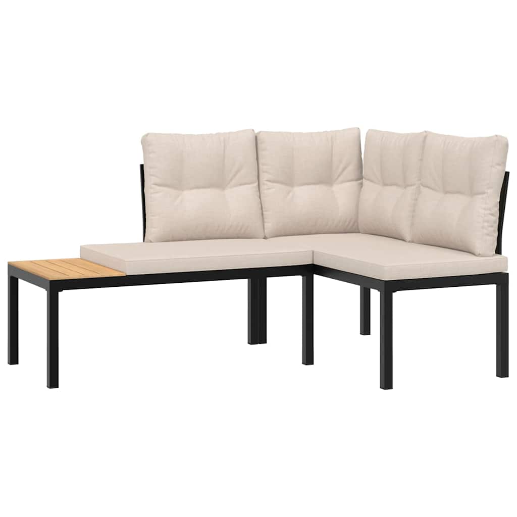 vidaXL 5-delige Loungeset met kussens gepoedercoat staal zwart afbeelding