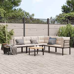 Vrtne klopi z blazinami 5 kosov črno prašno lakirano jeklo