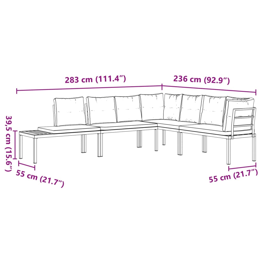 imagem de vidaXL Bancos de jardim com almofadões 4 pcs aço revestido a pó preto8