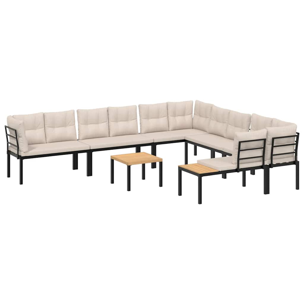 Thumbnail - vidaXL 7-tlg. Garten-Sofagarnitur mit Kissen Schwarz Stahl