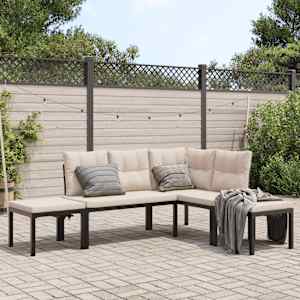 Vrtna garnitura z blazinami 4-delna črno prašno lakirano jeklo