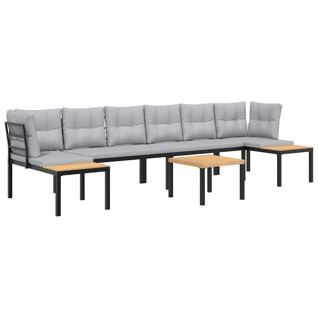 Thumbnail - vidaXL 5-tlg. Garten-Sofagarnitur mit Kissen Schwarz Stahl