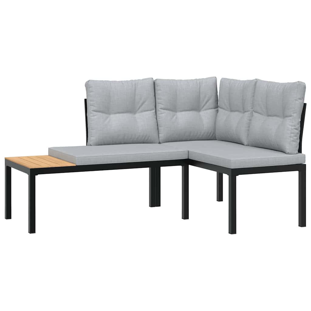 vidaXL 5-delige Loungeset met kussens gepoedercoat staal zwart afbeelding