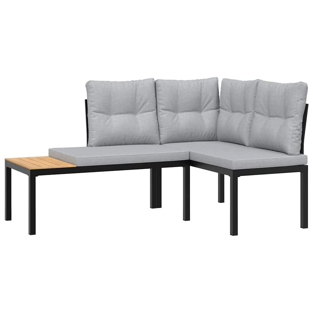 vidaXL 4-delige Loungeset met kussens gepoedercoat staal zwart afbeelding