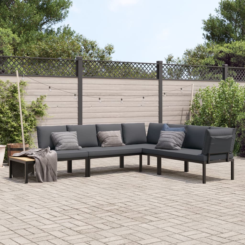 vidaXL 4-tlg. Garten-Sofagarnitur mit Kissen Schwarz Aluminium