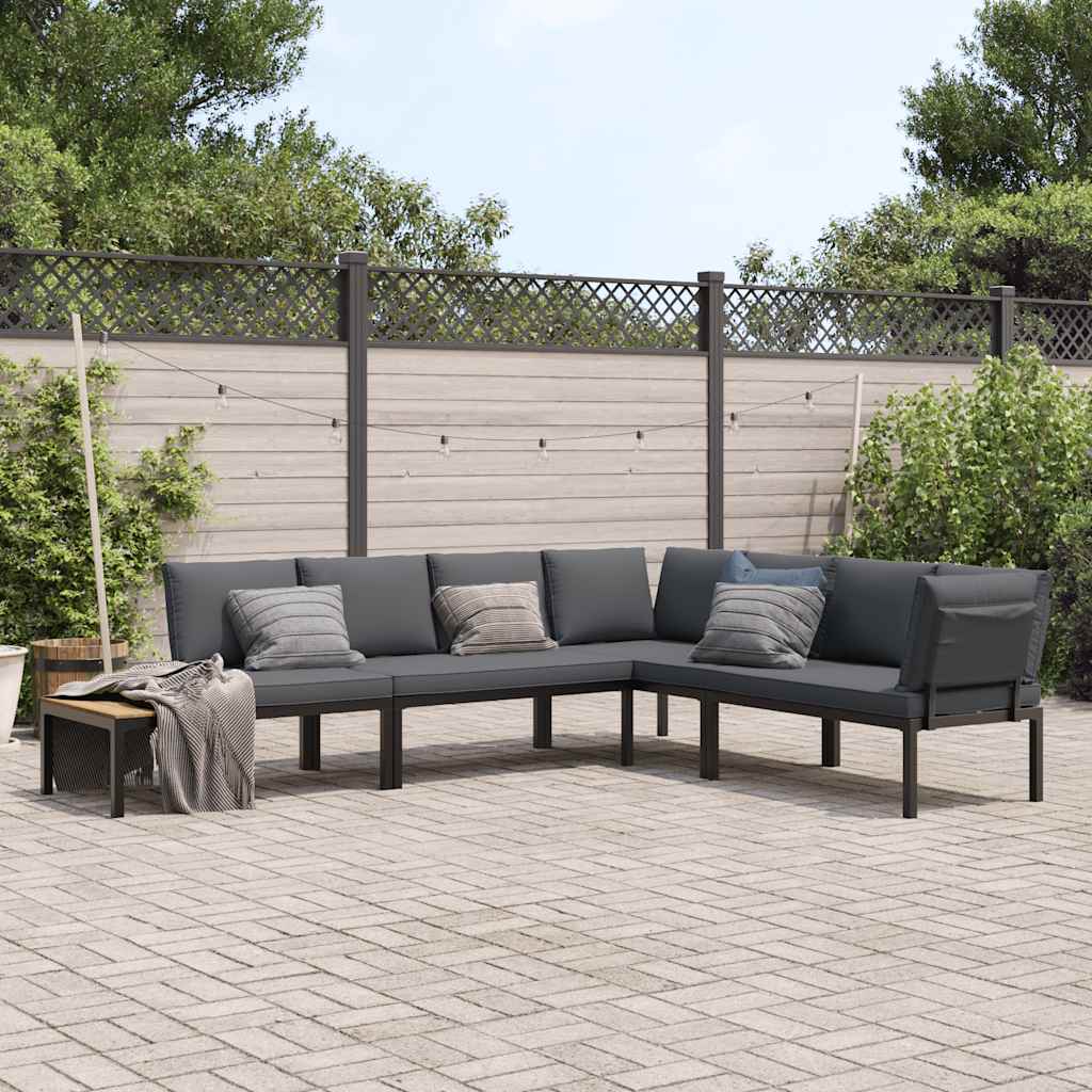 vidaXL 4-tlg. Garten-Sofagarnitur mit Kissen Schwarz Aluminium