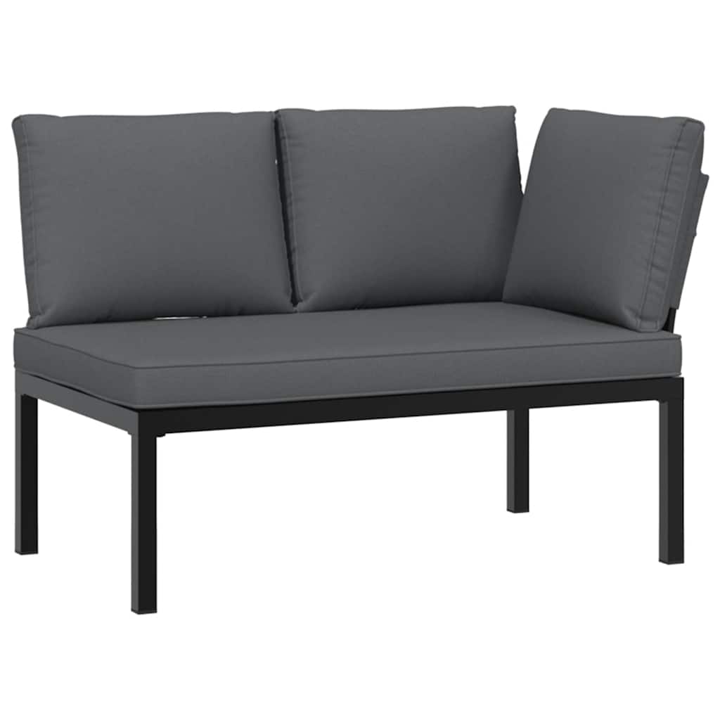 vidaXL 4-delige Loungeset met kussens aluminium zwart afbeelding