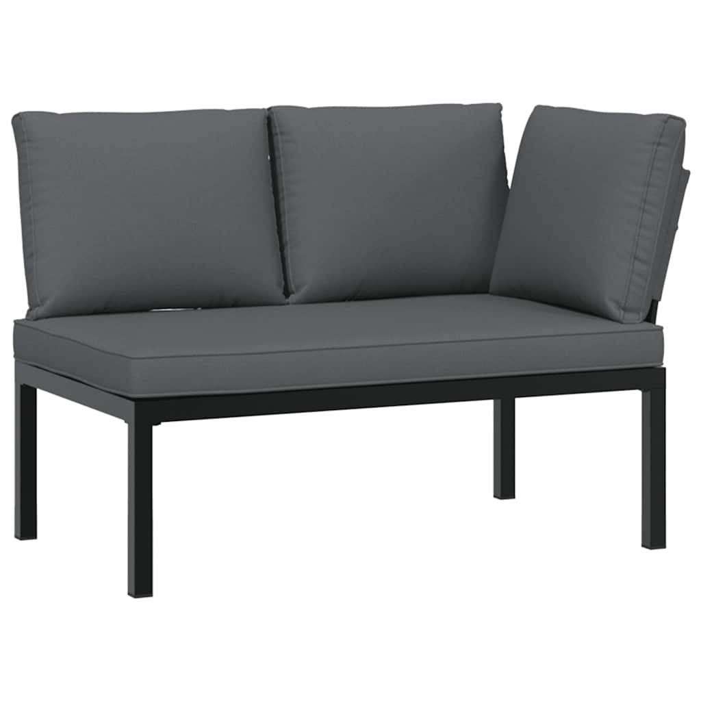 vidaXL Set canapea de grădină, 7 piese, cu perne, negru, aluminiu